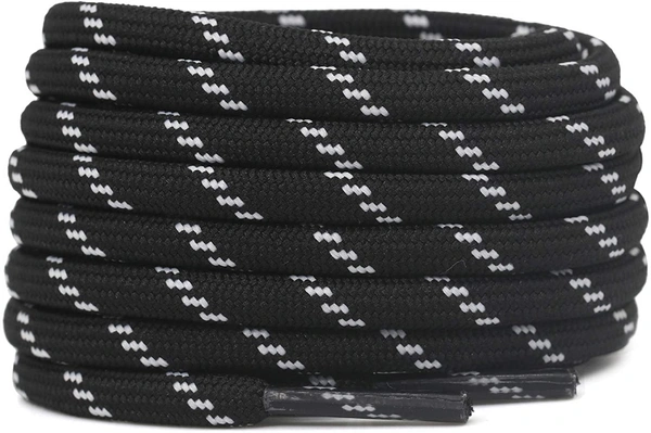 GRAH SANGRAH® (2 Pair) Shoelaces for Hiking Shoes, Outdoor Walking Sneakers, Outdoor Hiking, Climbing, Basketball, Work Boot, Running , Sport Shoes - 120 cm, Black White